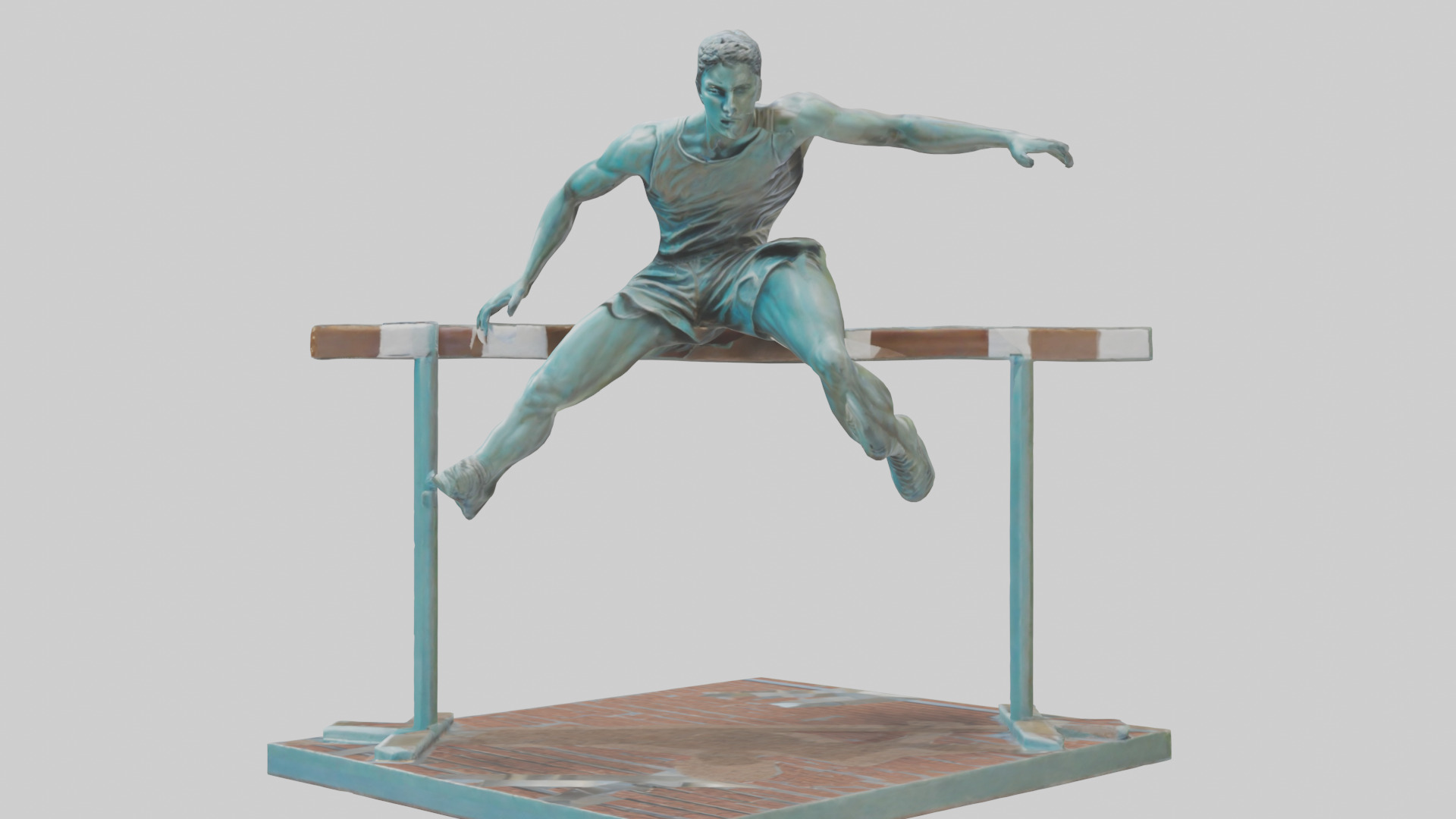 Hurdler MidOvercoming Barrier statue model Low-poly 3D model_8