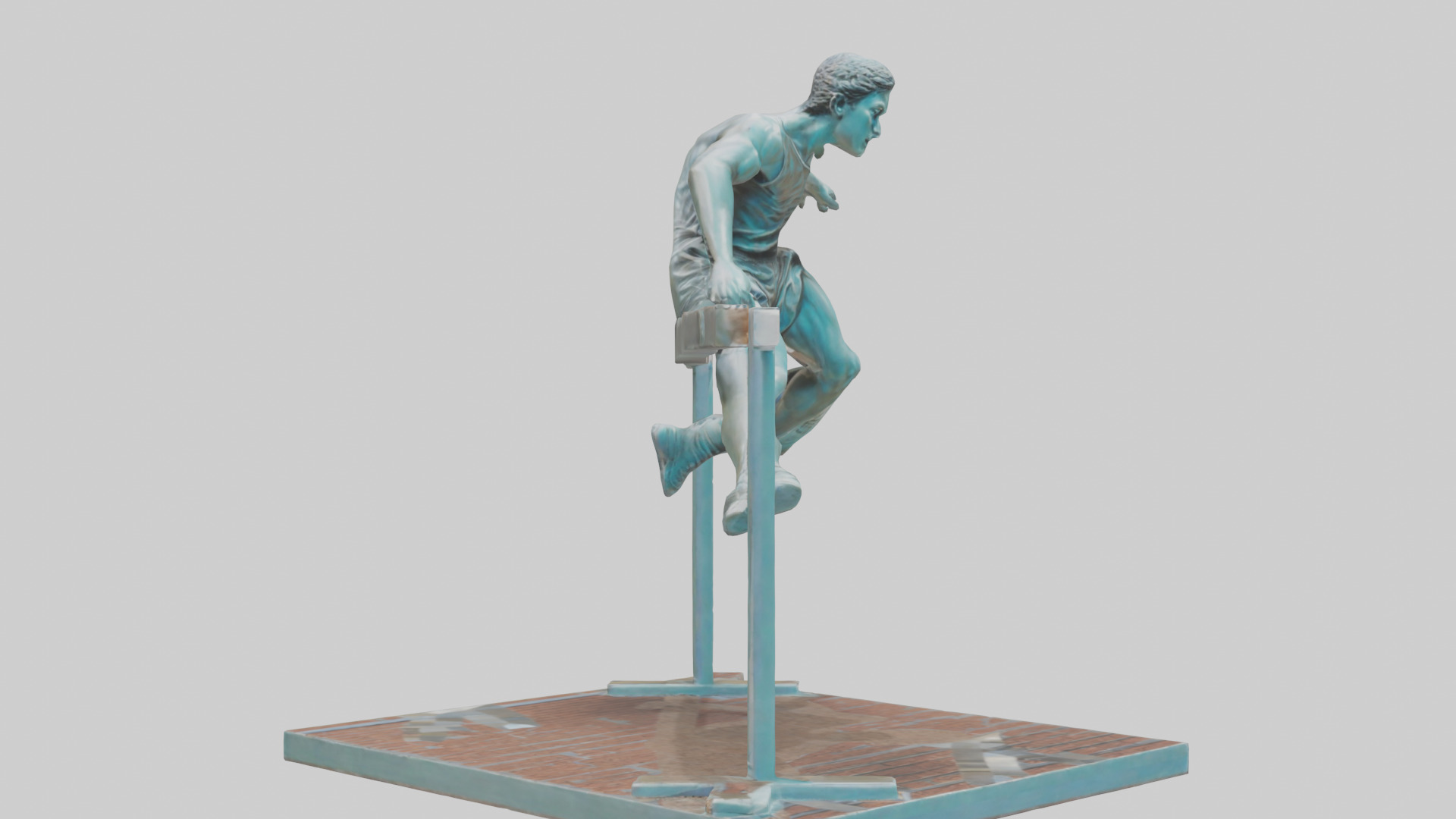 Hurdler MidOvercoming Barrier statue model Low-poly 3D model_11