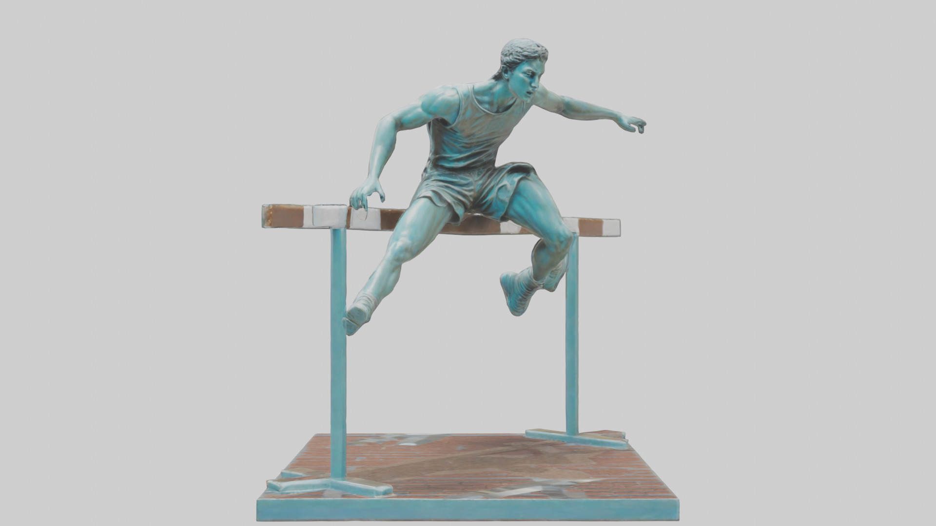Hurdler MidOvercoming Barrier statue model Low-poly 3D model_9