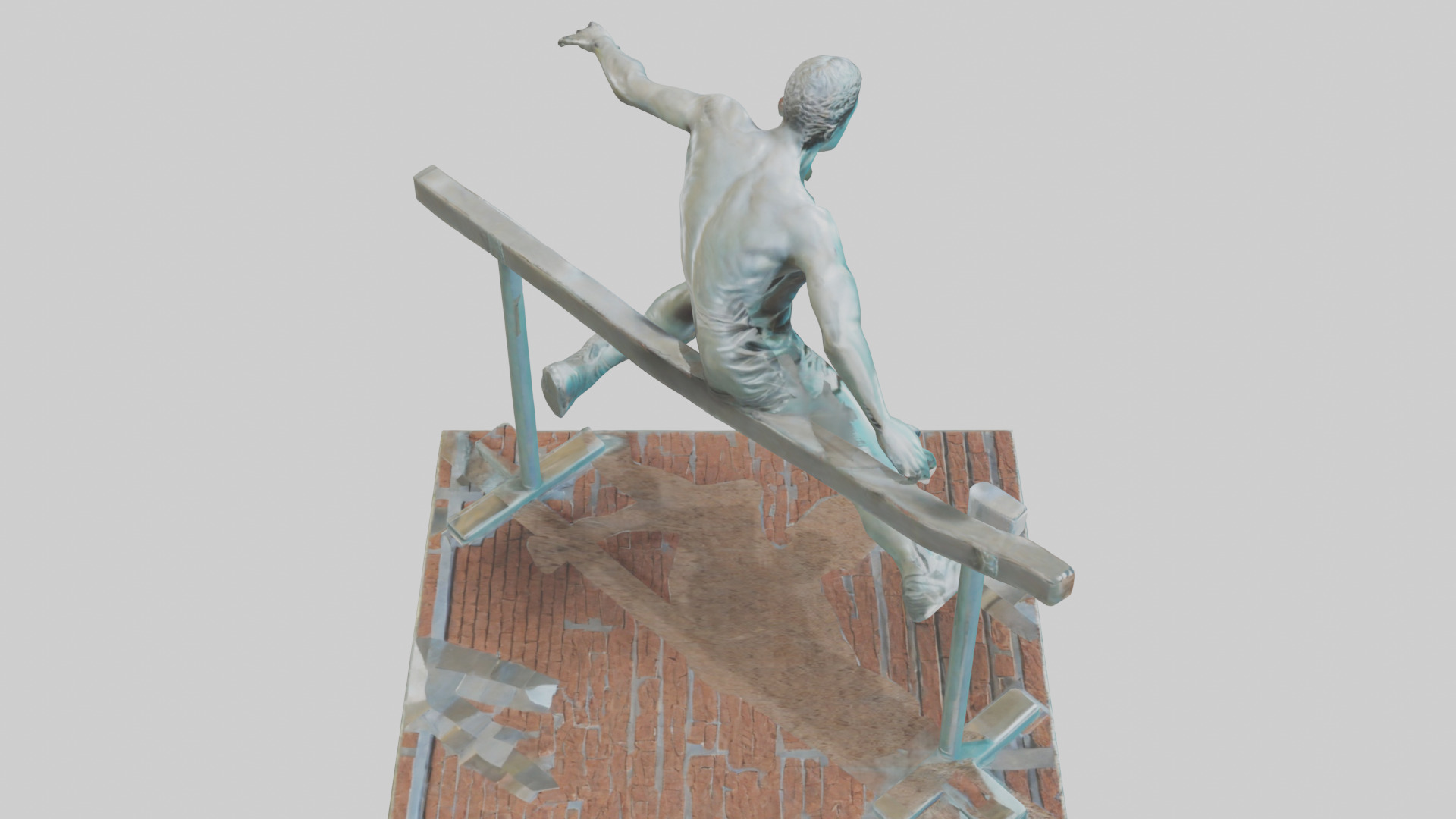 Hurdler MidOvercoming Barrier statue model Low-poly 3D model_18