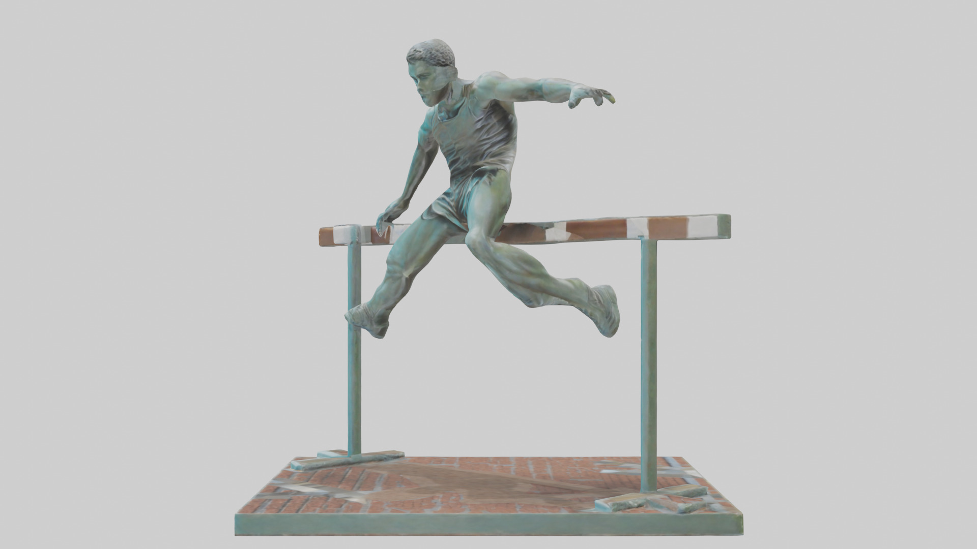 Hurdler MidOvercoming Barrier statue model Low-poly 3D model_12