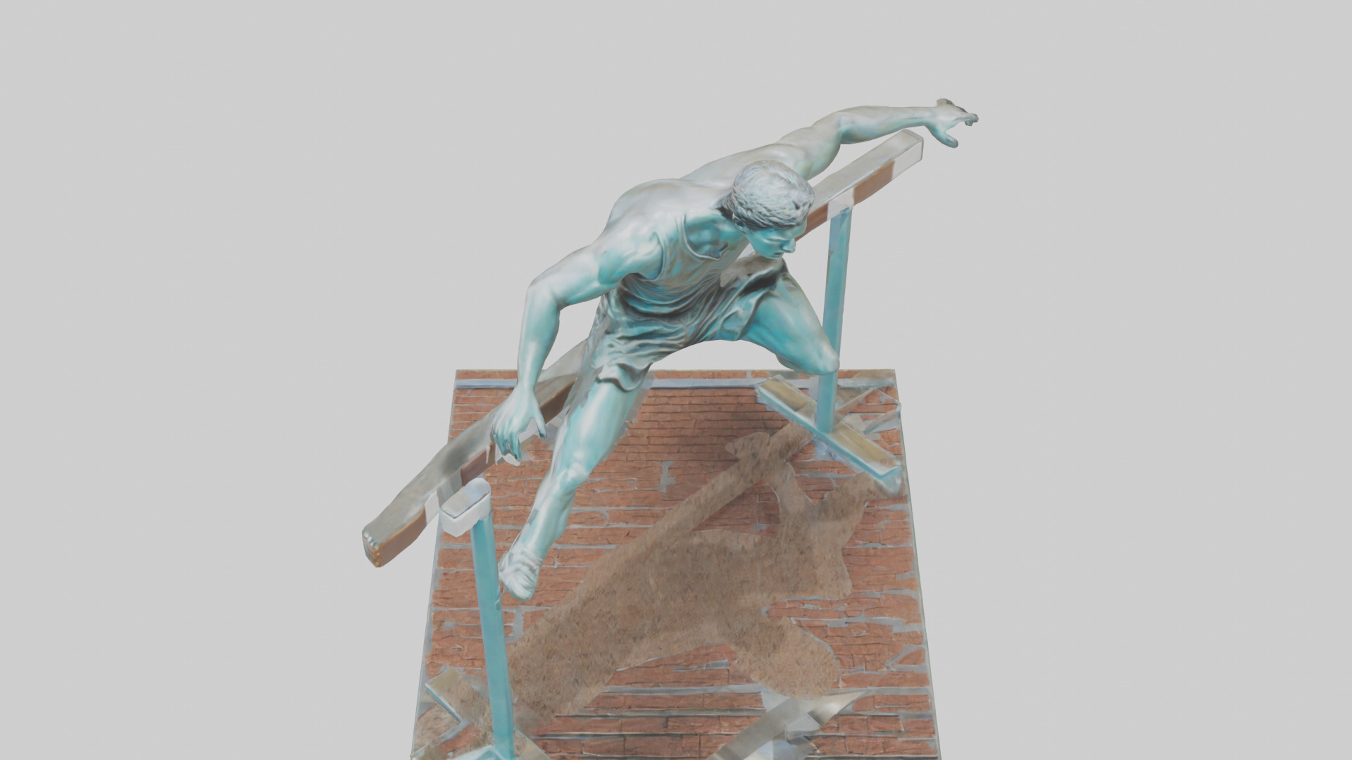 Hurdler MidOvercoming Barrier statue model Low-poly 3D model_16