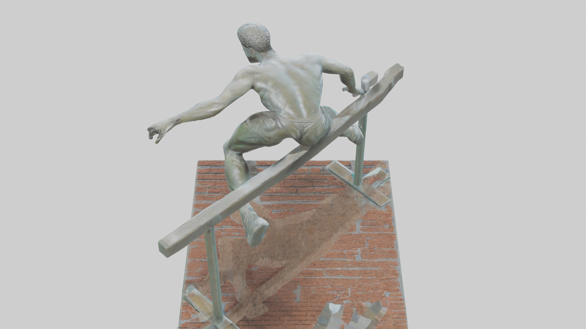 Hurdler MidOvercoming Barrier statue model Low-poly 3D model_15