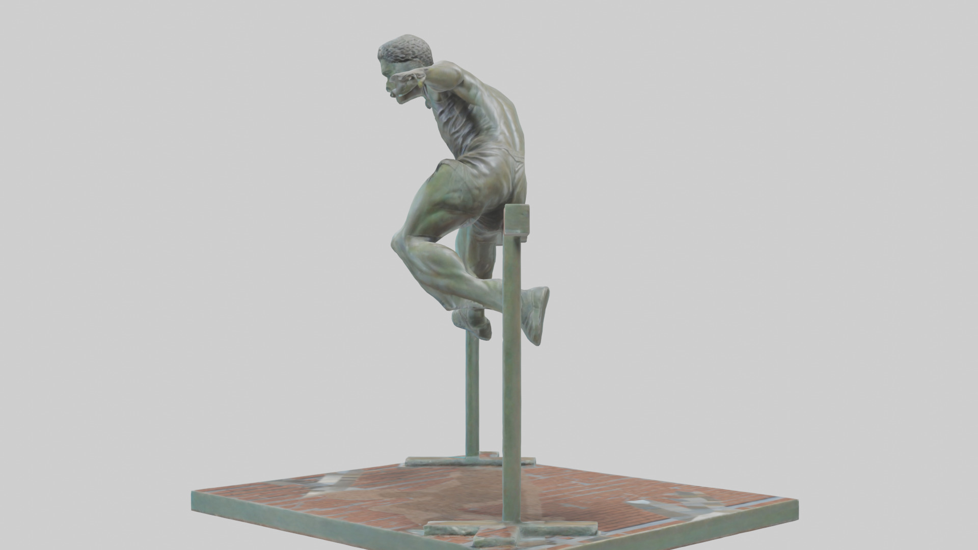 Hurdler MidOvercoming Barrier statue model Low-poly 3D model_1