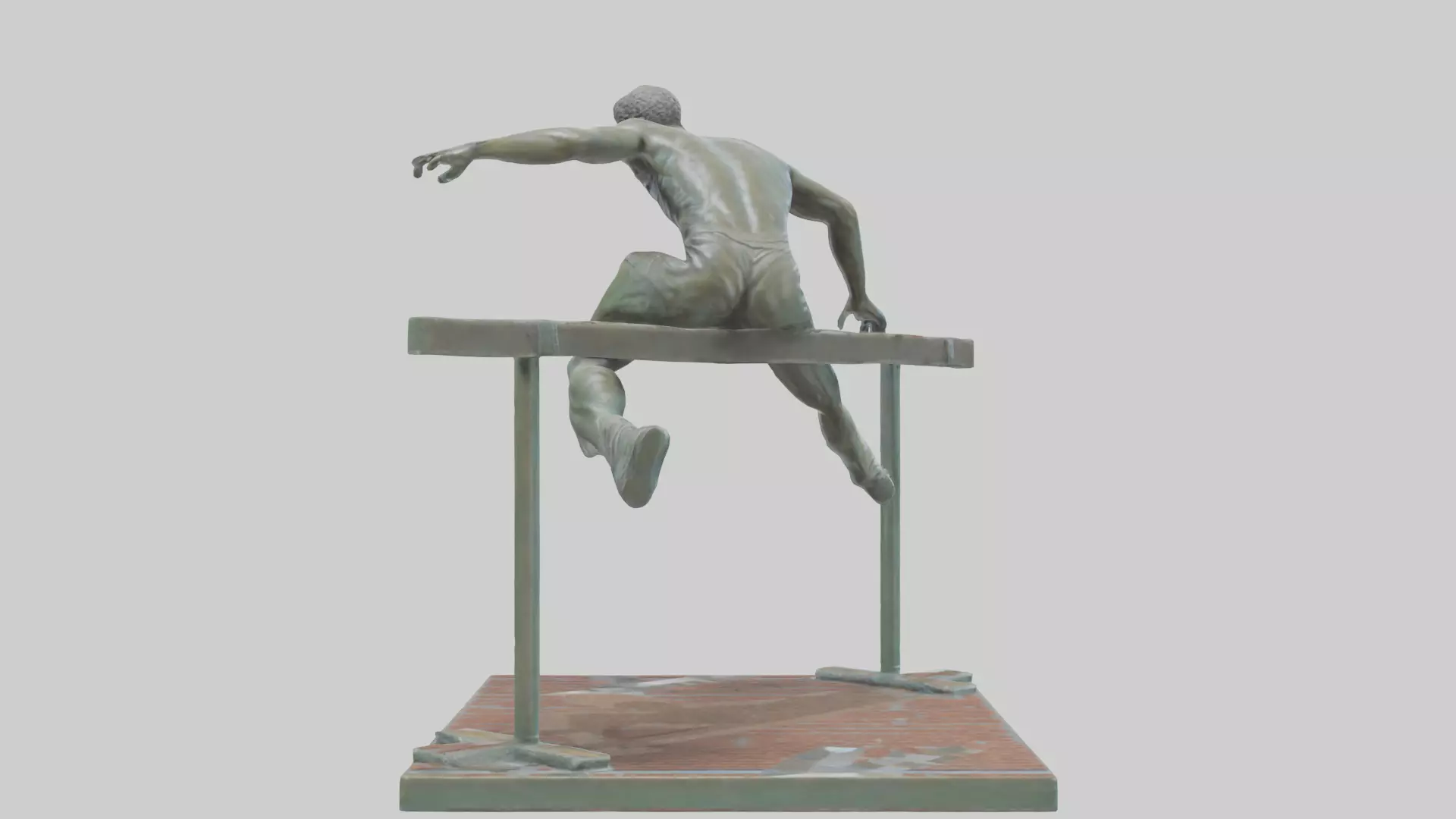 Hurdler MidOvercoming Barrier statue model Low-poly 3D model_0