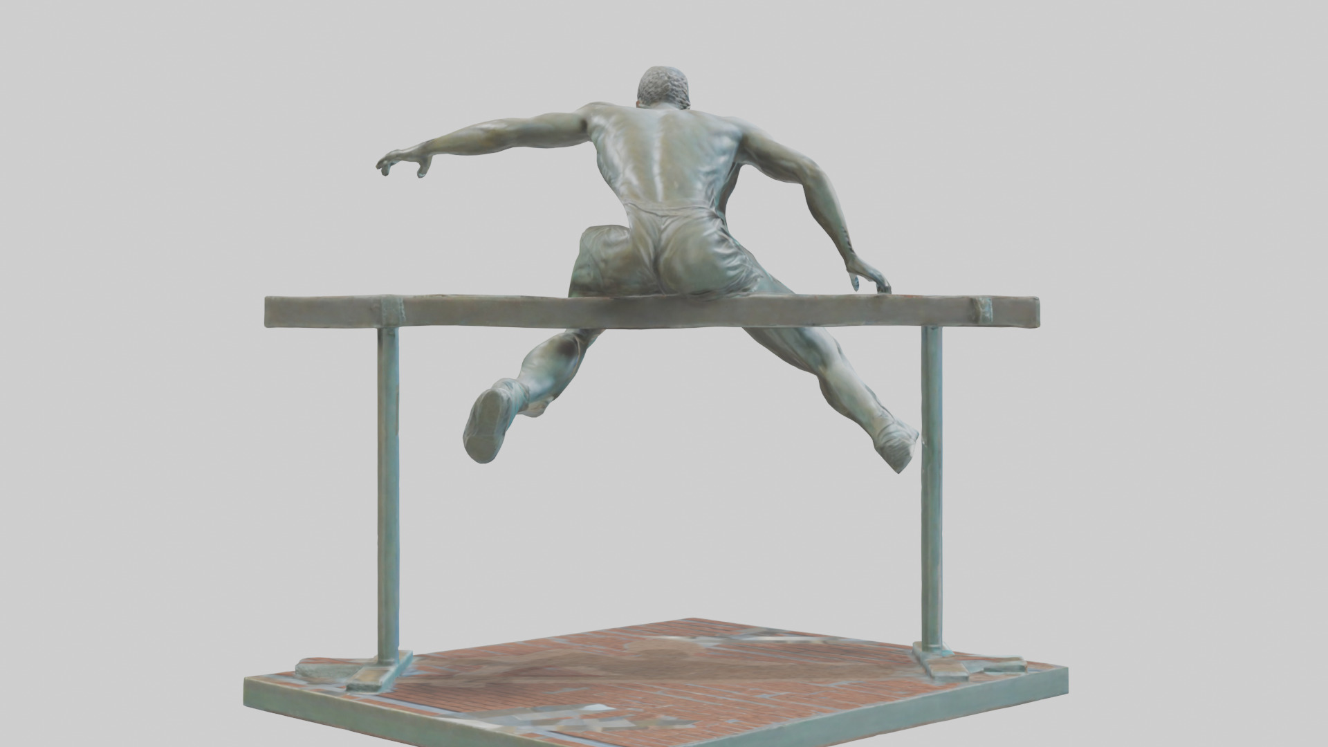 Hurdler MidOvercoming Barrier statue model Low-poly 3D model_2
