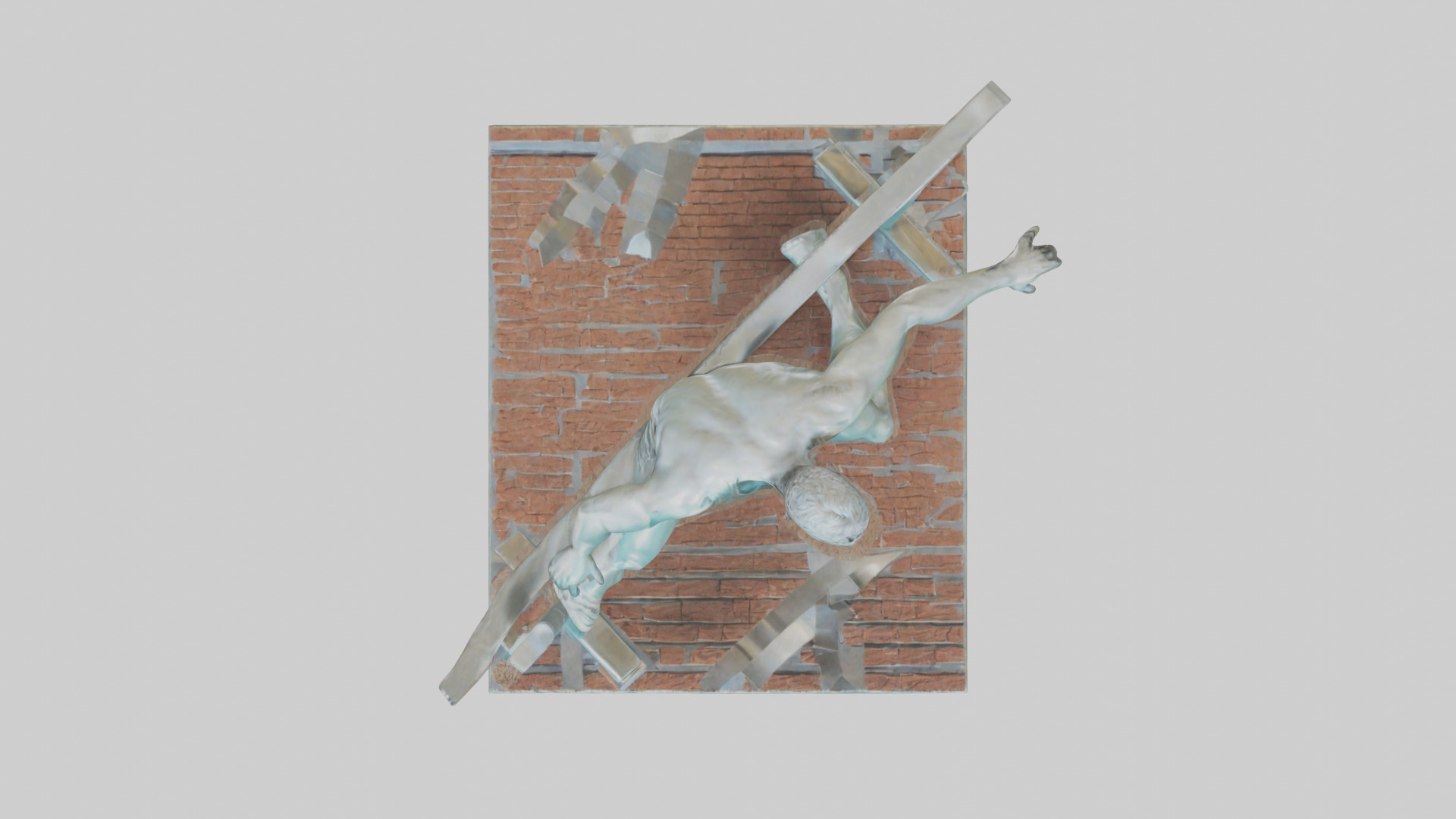 Hurdler MidOvercoming Barrier statue model Low-poly 3D model_14