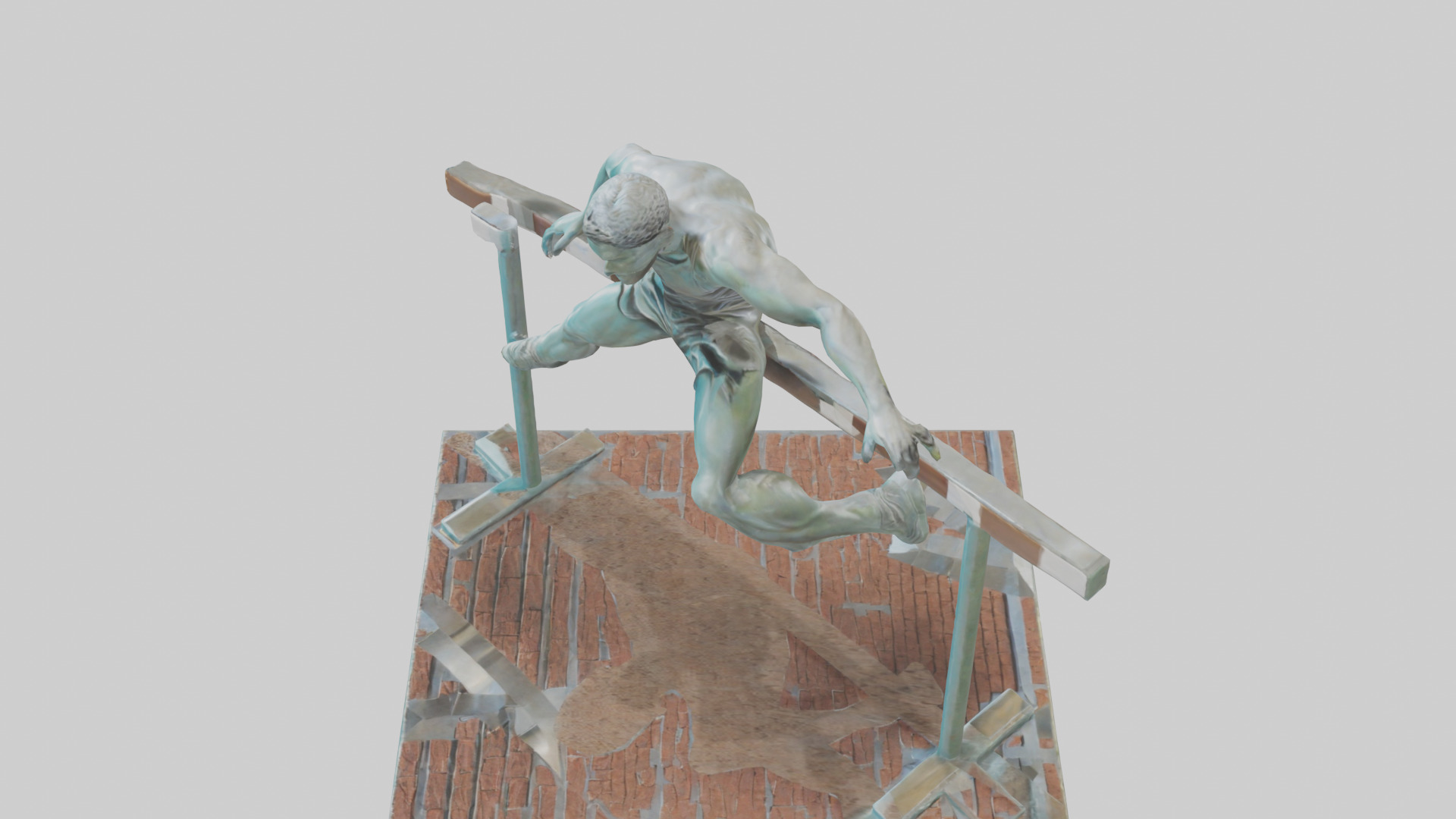 Hurdler MidOvercoming Barrier statue model Low-poly 3D model_17