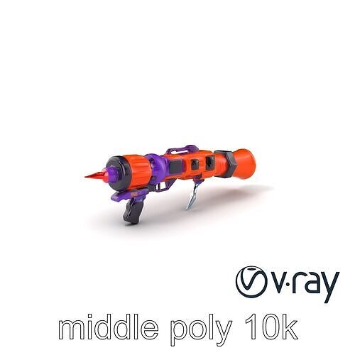 Stylized Blaster Flamethrower Model Pack in Orange and Neon P... Low-poly 3D model