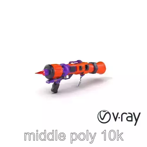 Stylized Blaster Flamethrower Model Pack in Orange and Neon P... Low-poly 3D model