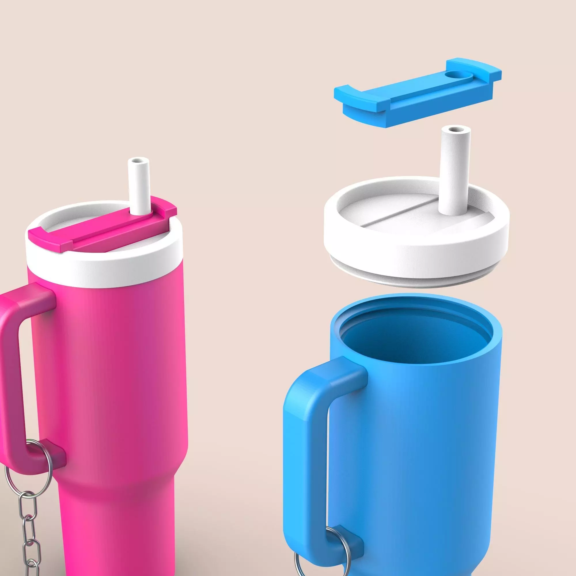 Stanley Tumbler Keychain - Pill Box - Removable Screw Top 3D print model_0