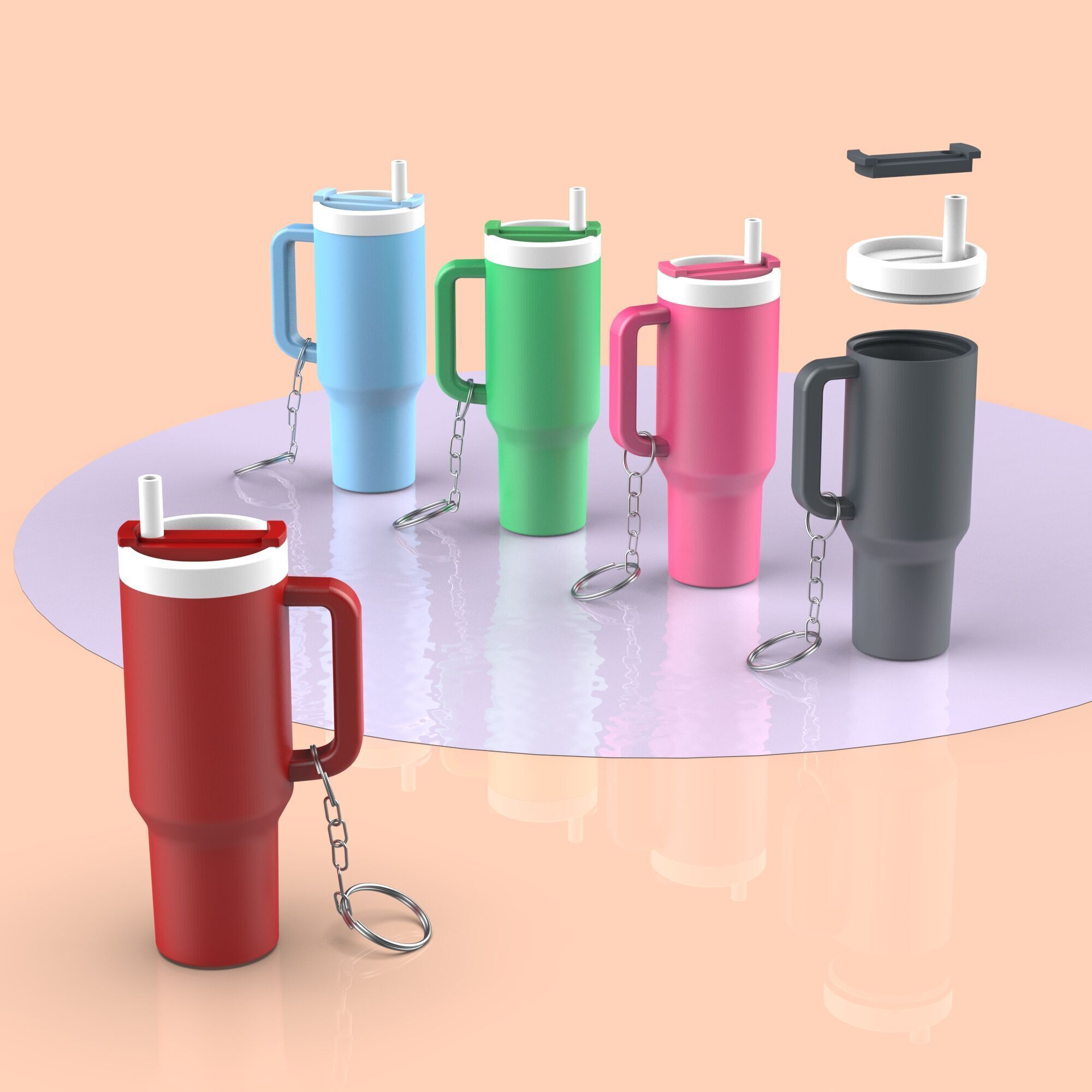 Stanley Tumbler Keychain - Pill Box - Removable Screw Top 3D print model_6