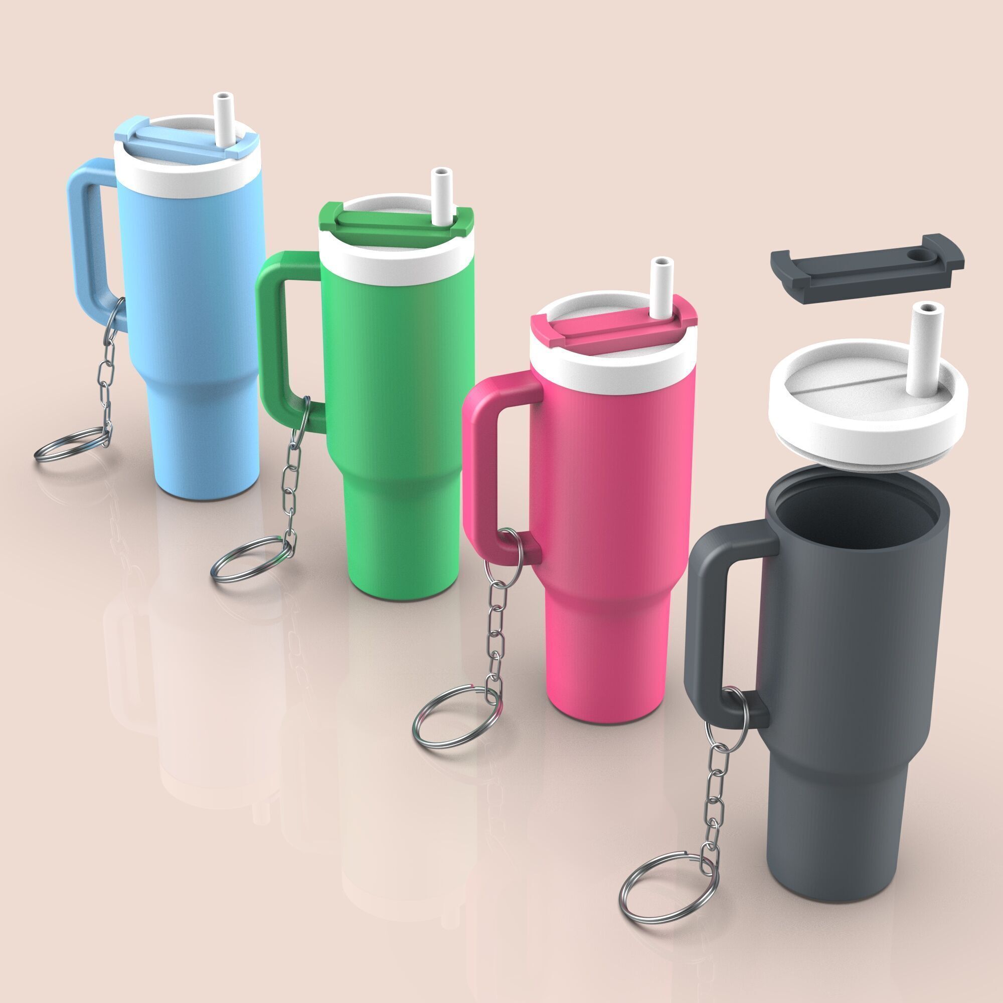 Stanley Tumbler Keychain - Pill Box - Removable Screw Top 3D print model_5