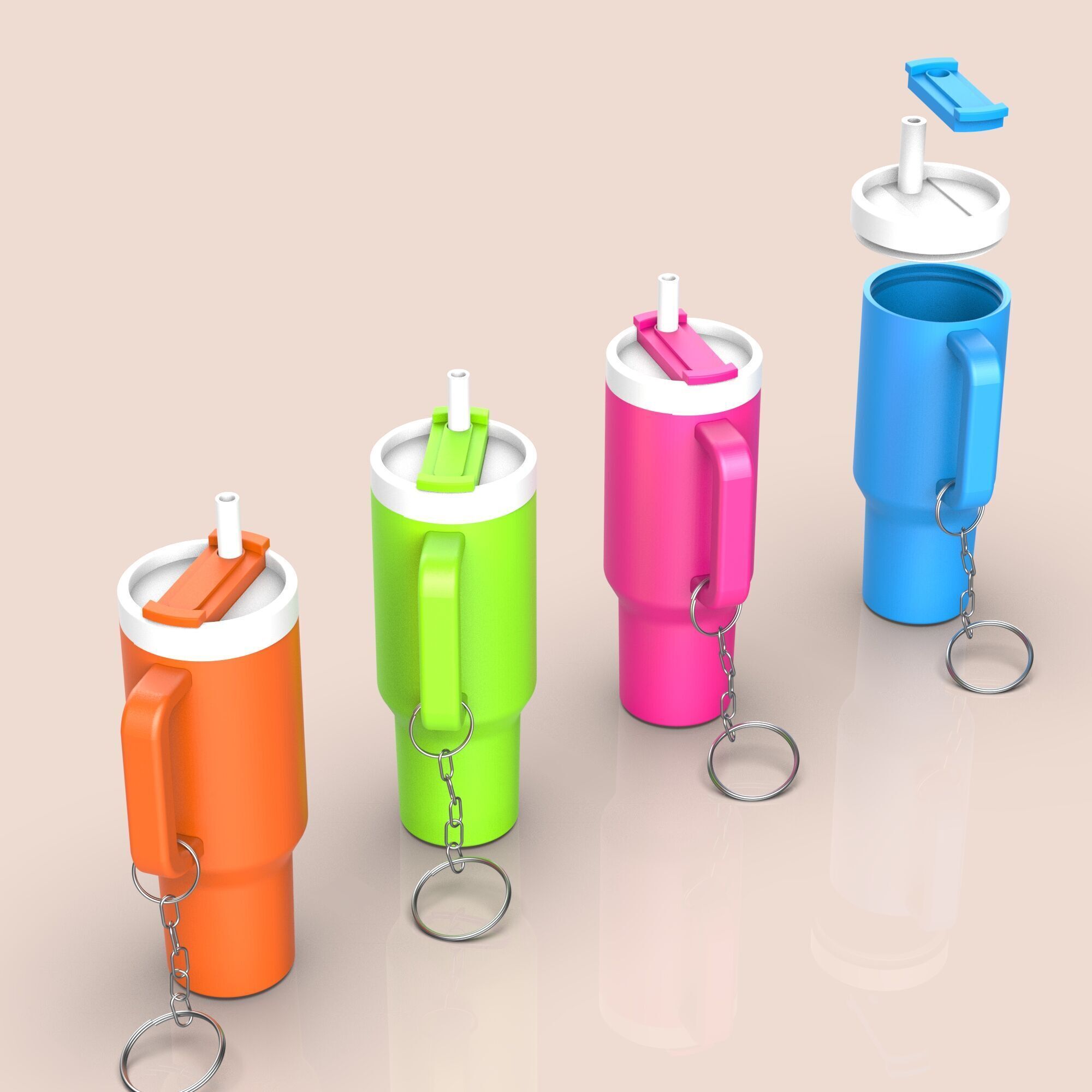 Stanley Tumbler Keychain - Pill Box - Removable Screw Top 3D print model_3