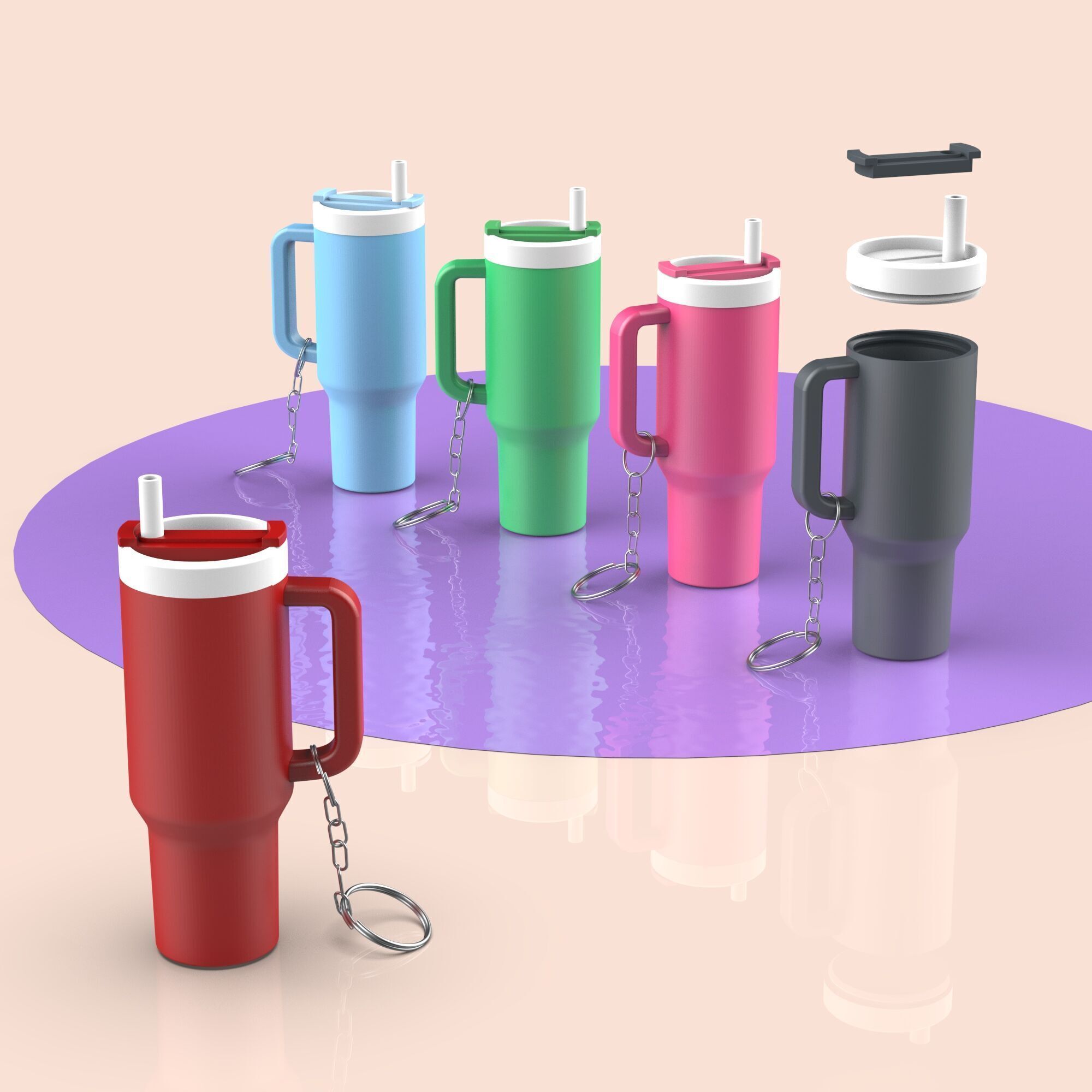 Stanley Tumbler Keychain - Pill Box - Removable Screw Top 3D print model_2