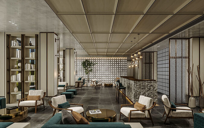 hotel lobby 3D model