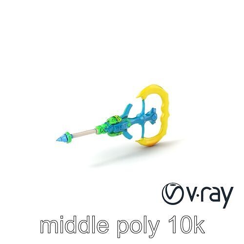 Futuristic Trident Halberd Bright Model Pack Low-poly 3D model