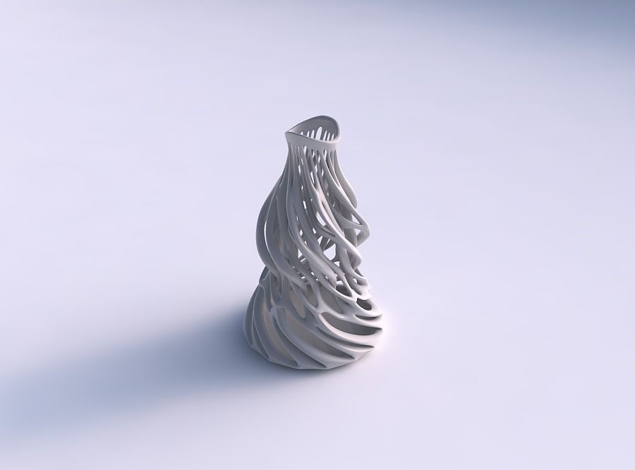Vase cylindrical extruded neck with twisted branches twisted ... 3D print model_0
