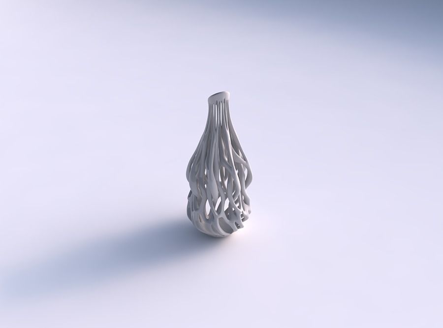 Vase cylindrical extruded neck with twisted branches long top 3D print model_0