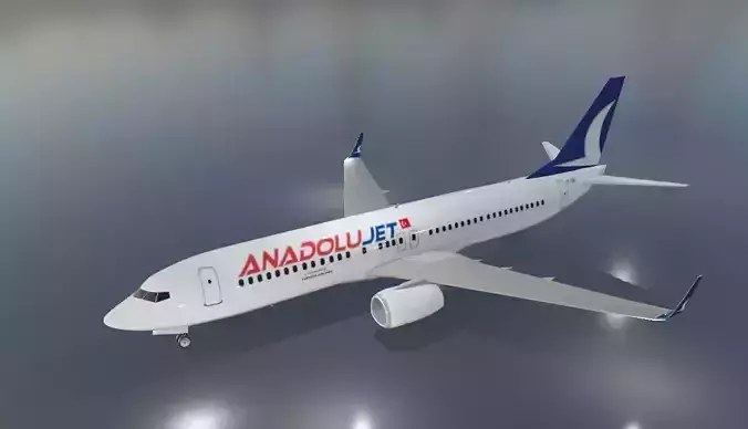 Anadolu jet Boeing 737-800 low poly 3D model Low-poly 3D model