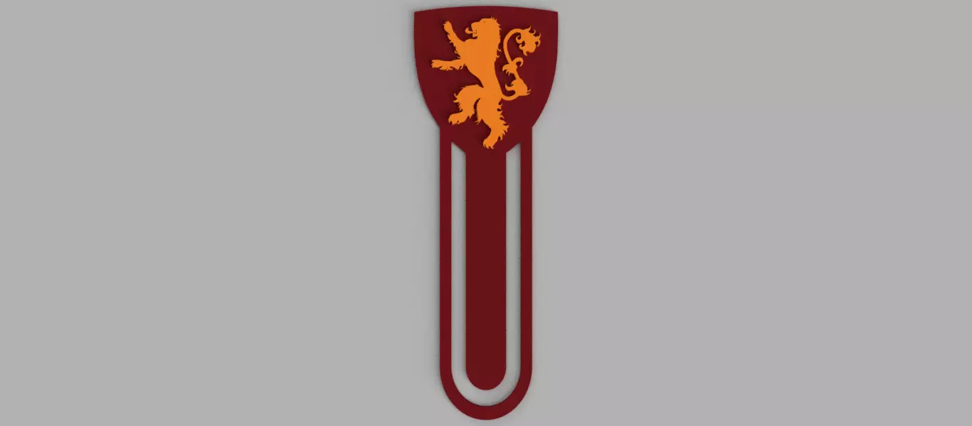 Lannister House - Game of Thrones Logo Lion Bookmark 3D print model