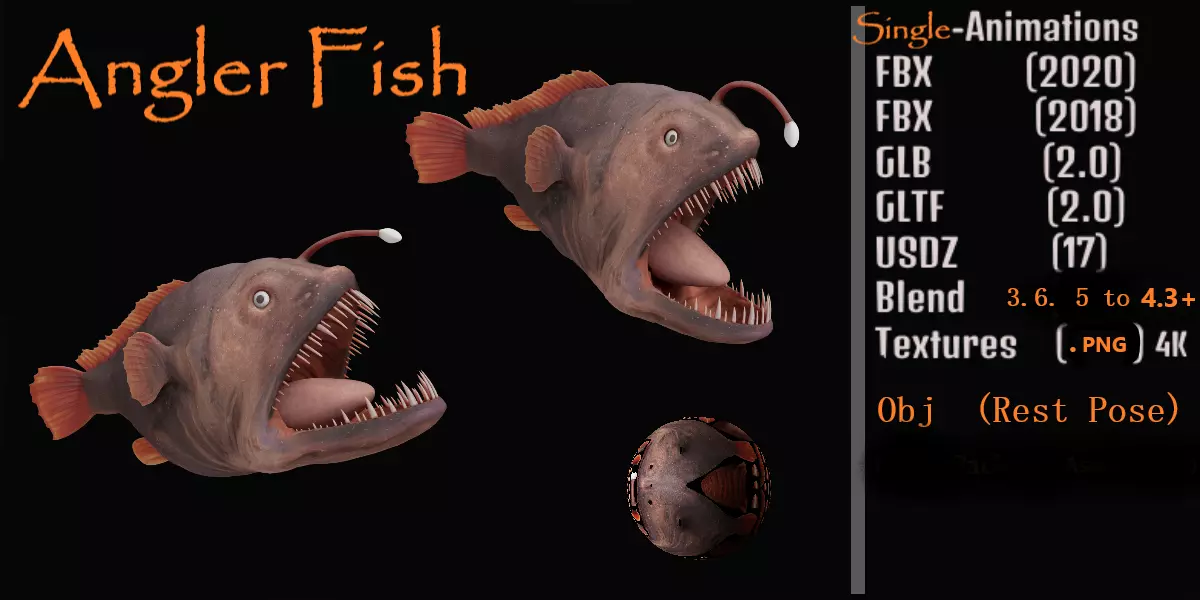 Angler Fish Low-poly 3D model_0