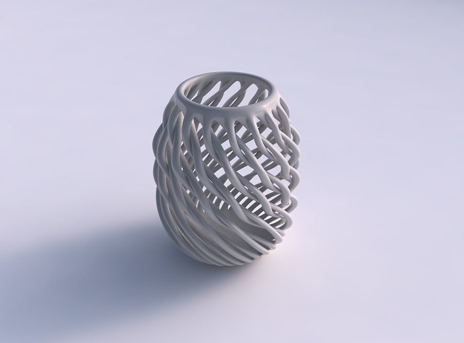 Vase cylindrical with twisted muscle structure twisted and squeezed