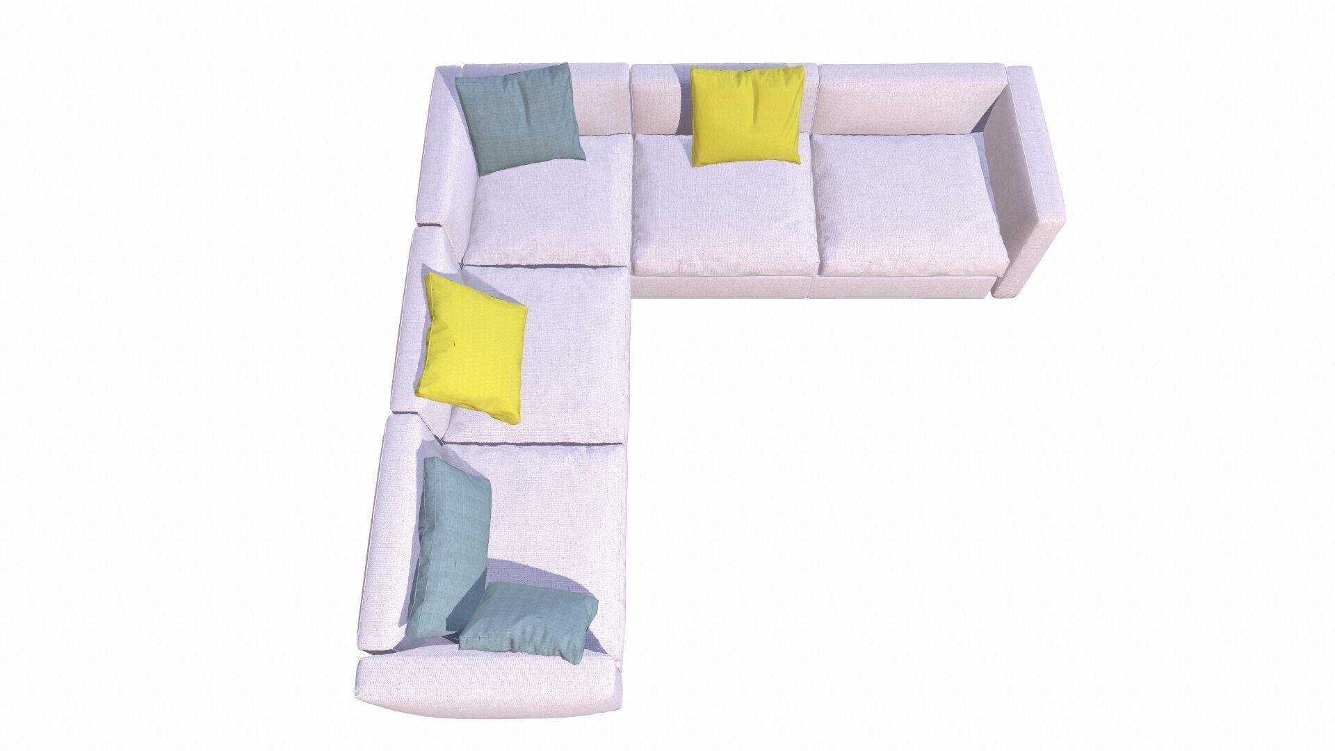 L Shape Sofa Set Low-poly 3D model_3