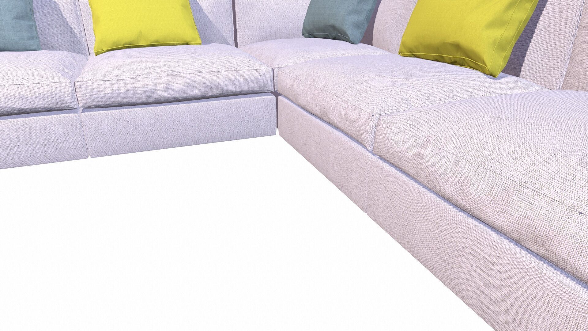 L Shape Sofa Set Low-poly 3D model_5