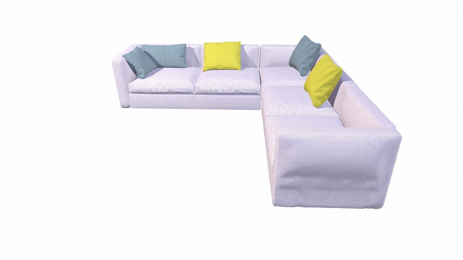 L Shape Sofa Set Low-poly 3D model_4