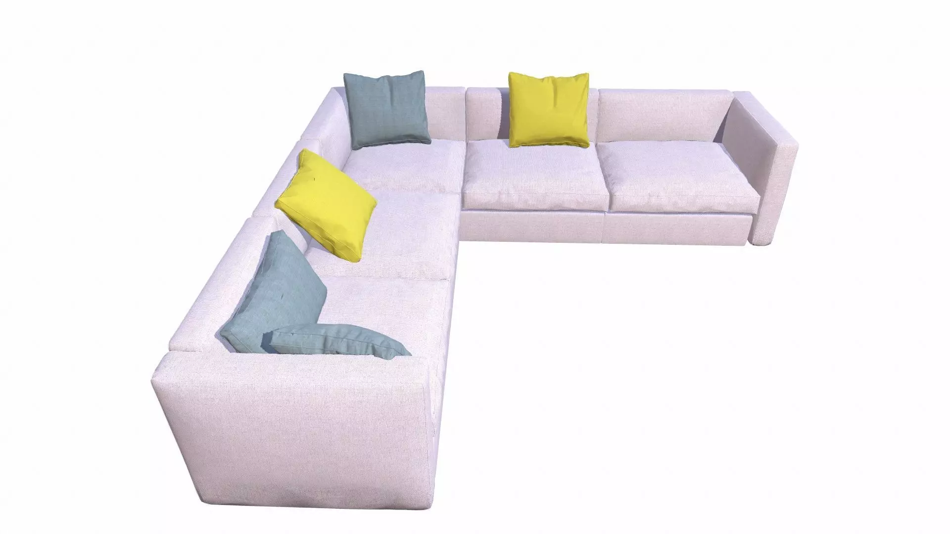 L Shape Sofa Set Low-poly 3D model_0