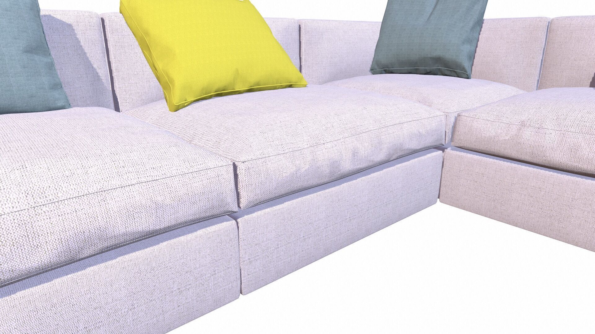 L Shape Sofa Set Low-poly 3D model_6