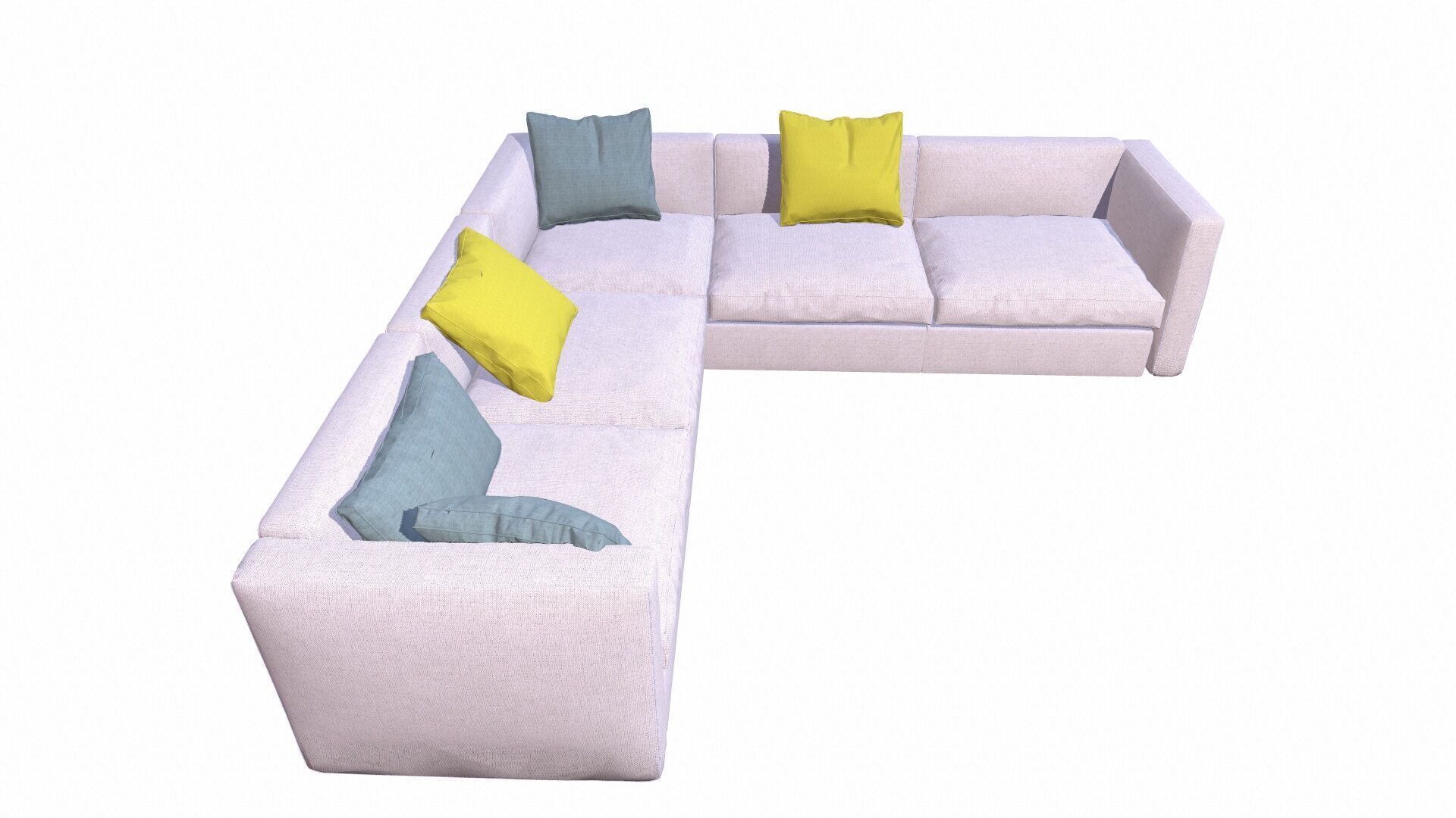 L Shape Sofa Set Low-poly 3D model_2