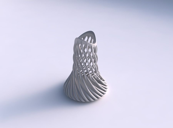 Vase cylindrical with twisted muscle structure twisted and streched top