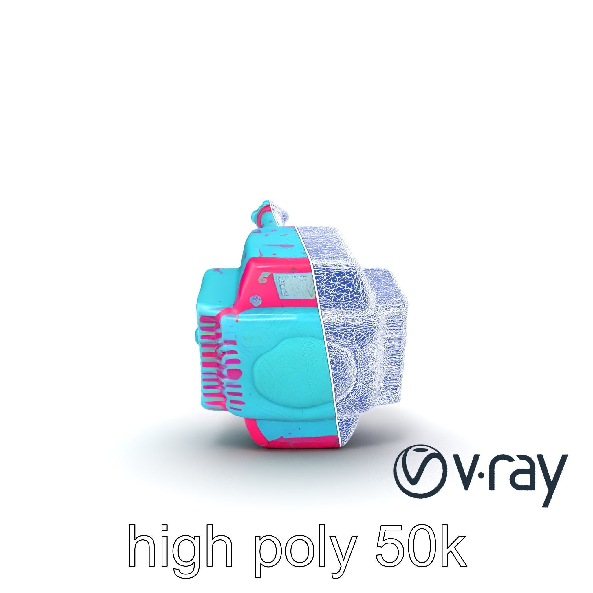 Stylized Horned Battle Hammer Model Pack in Turquoise and Mag... Low-poly 3D model_24