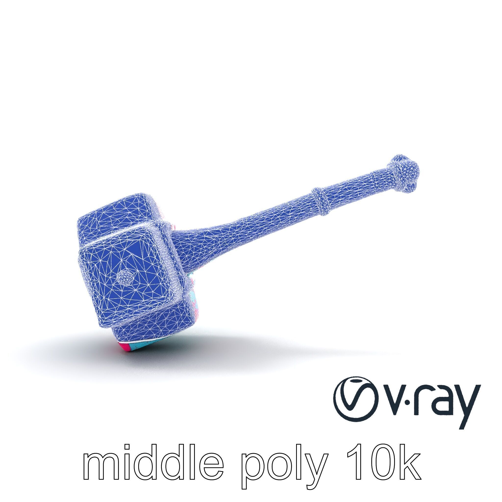 Stylized Horned Battle Hammer Model Pack in Turquoise and Mag... Low-poly 3D model_17