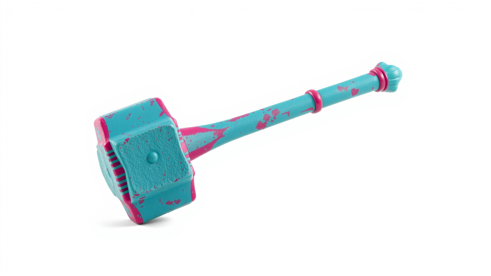 Stylized Horned Battle Hammer Model Pack in Turquoise and Mag... Low-poly 3D model_4