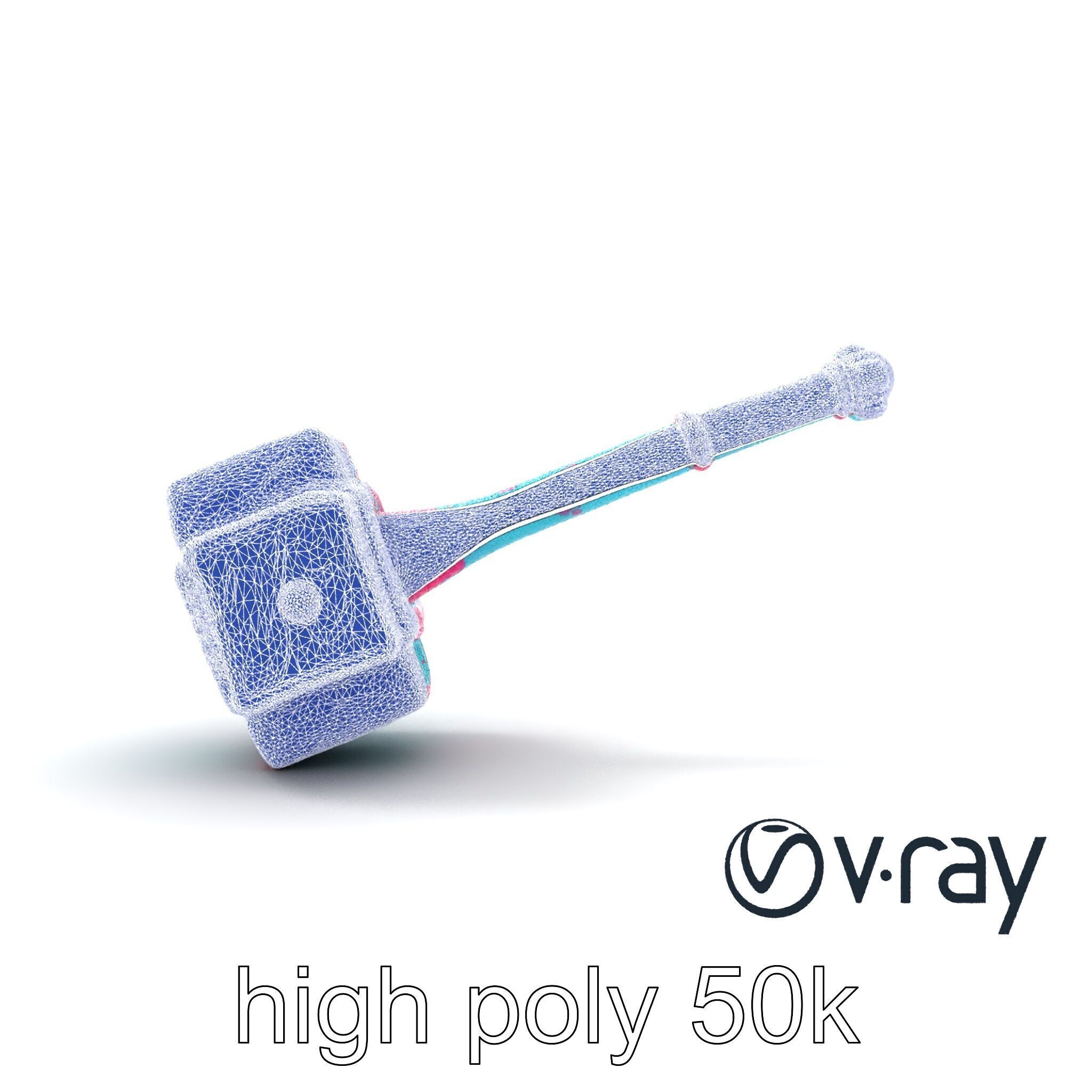 Stylized Horned Battle Hammer Model Pack in Turquoise and Mag... Low-poly 3D model_26