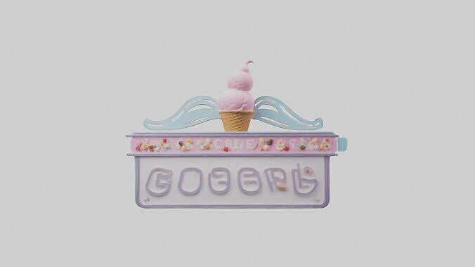 Ice Cream Shop Sign model Low-poly 3D model