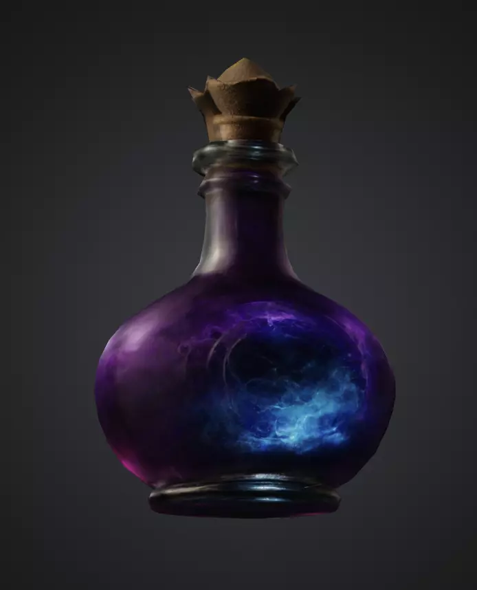Magic potion bottle Low-poly 3D model_0