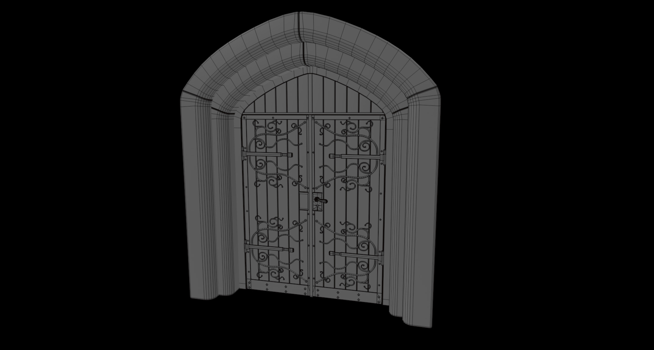 medieval stone gate 3D model_5