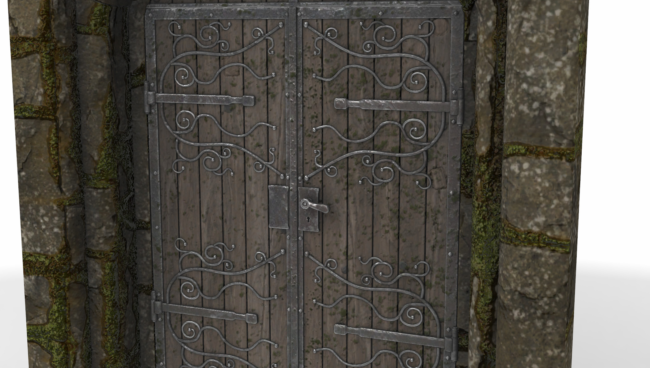 medieval stone gate 3D model_4