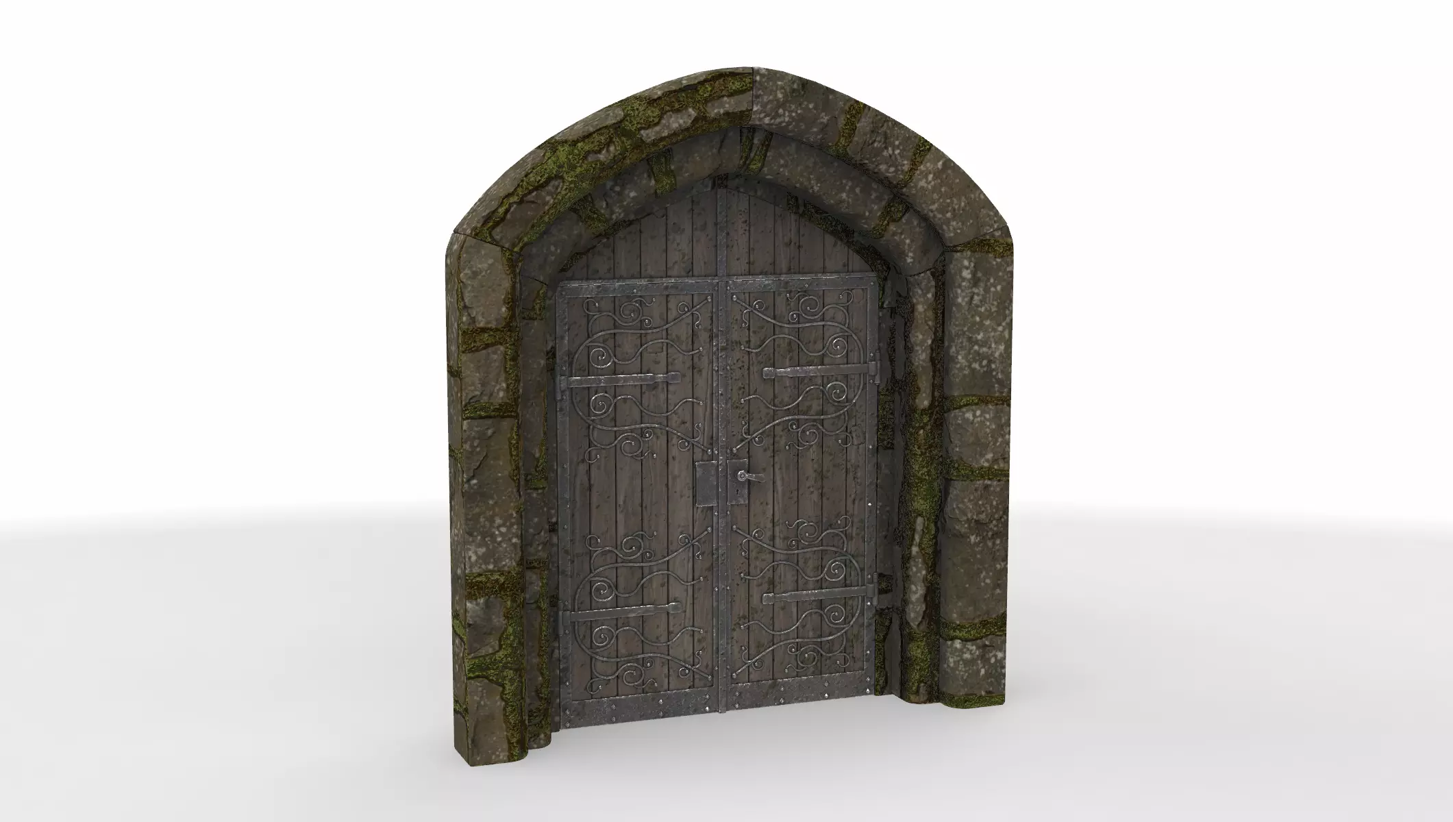 medieval stone gate 3D model_0