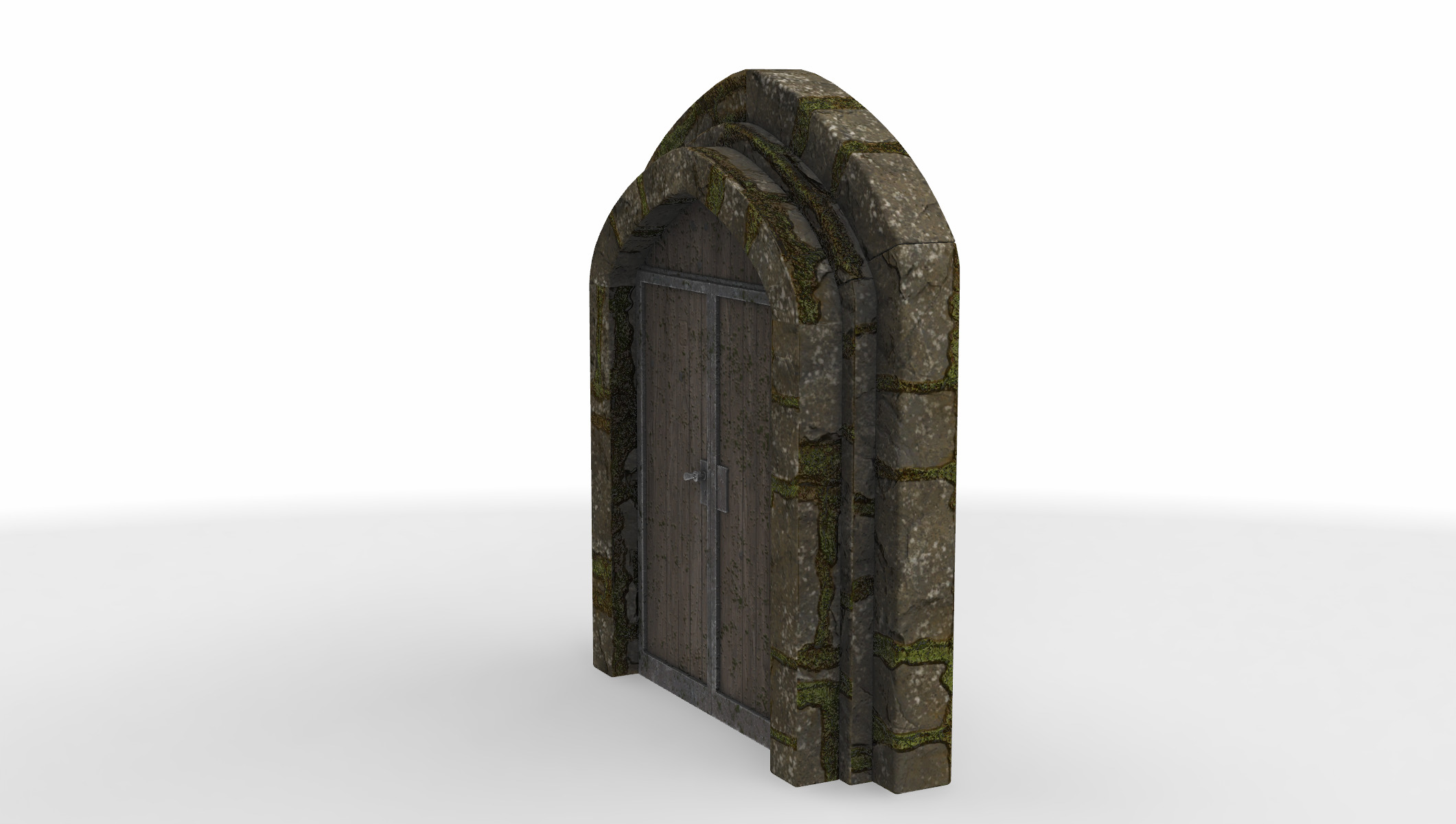 medieval stone gate 3D model_1
