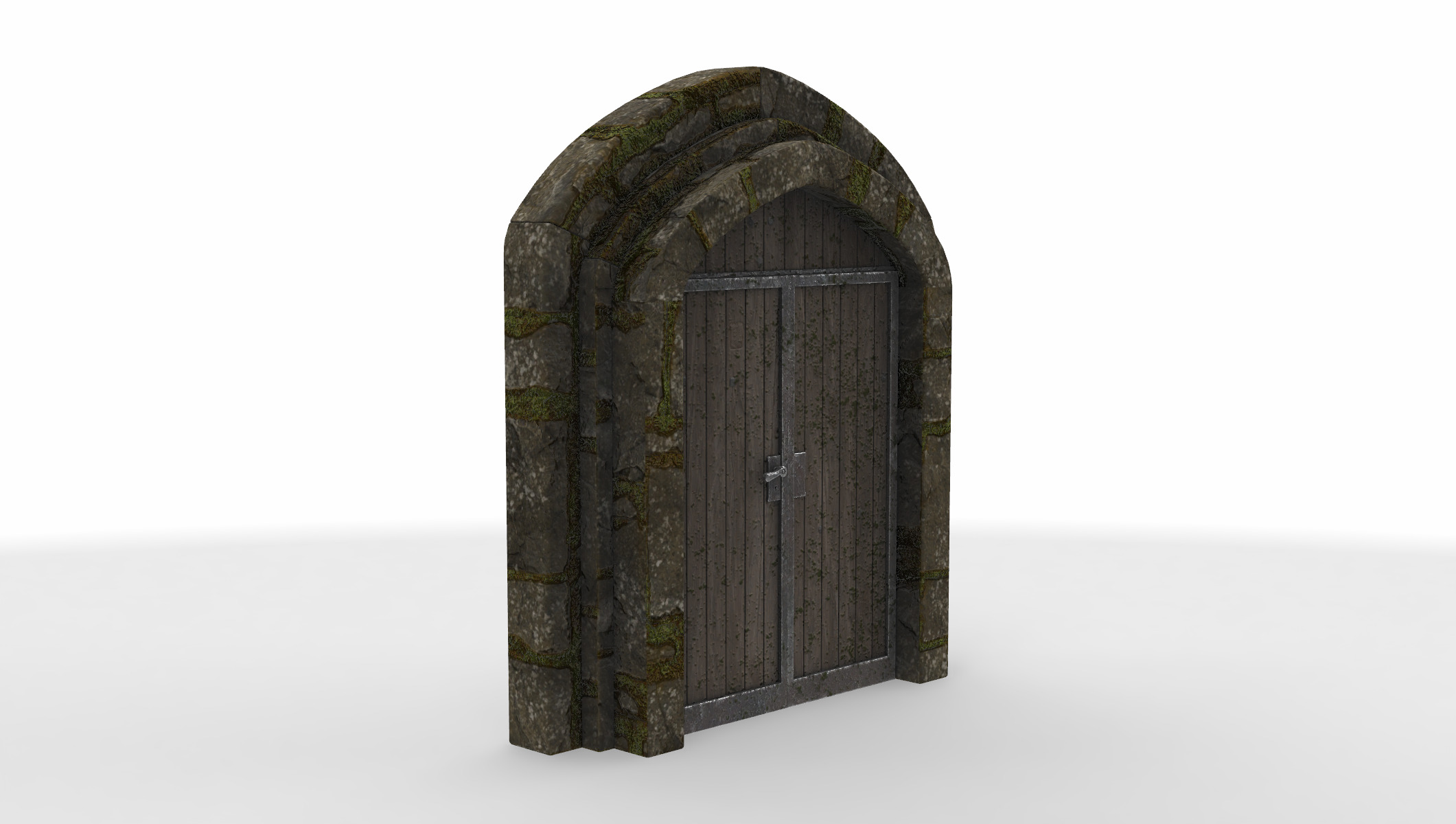 medieval stone gate 3D model_2
