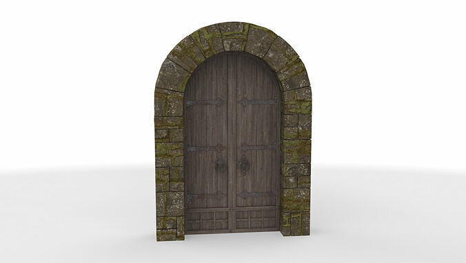 medieval wooden gate 01  3D model
