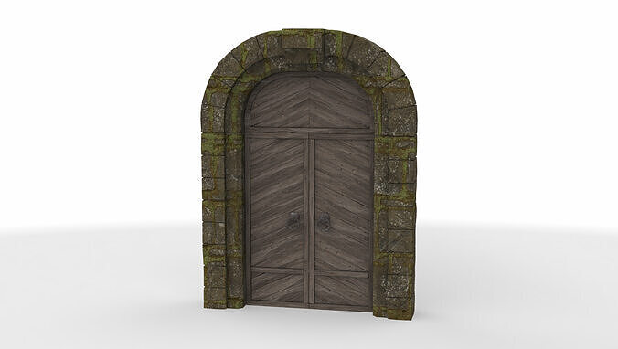 medieval wooden gate 02  3D model