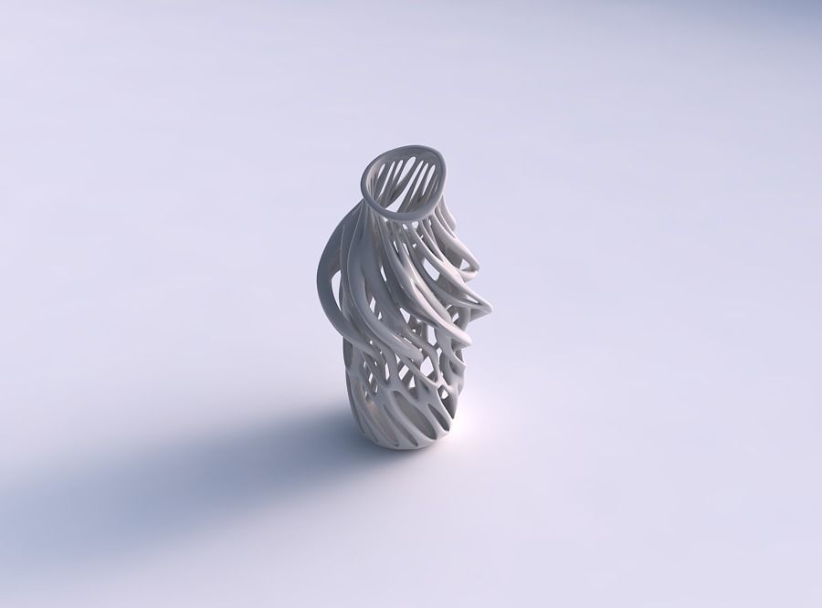 Vase cylindrical extruded neck with twisted branches pimp up top 3D print model_0