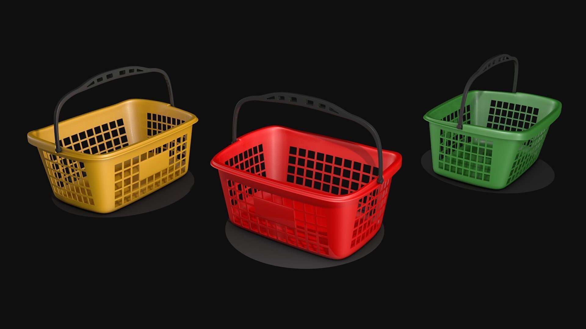 Plastic Shopping Basket 3D model_4
