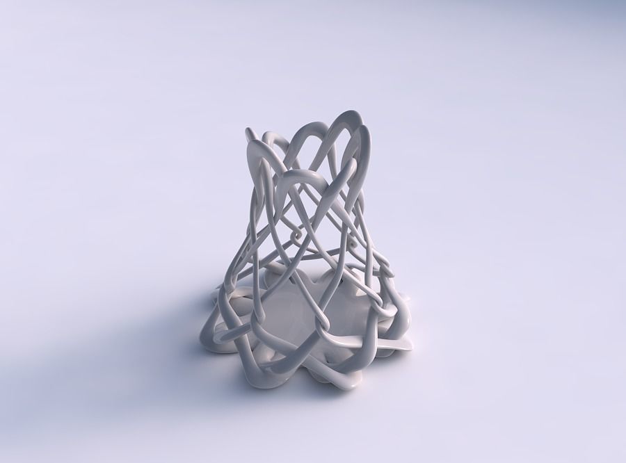 Vase cylindrical with interlacing lattice streched top 3D print model_0